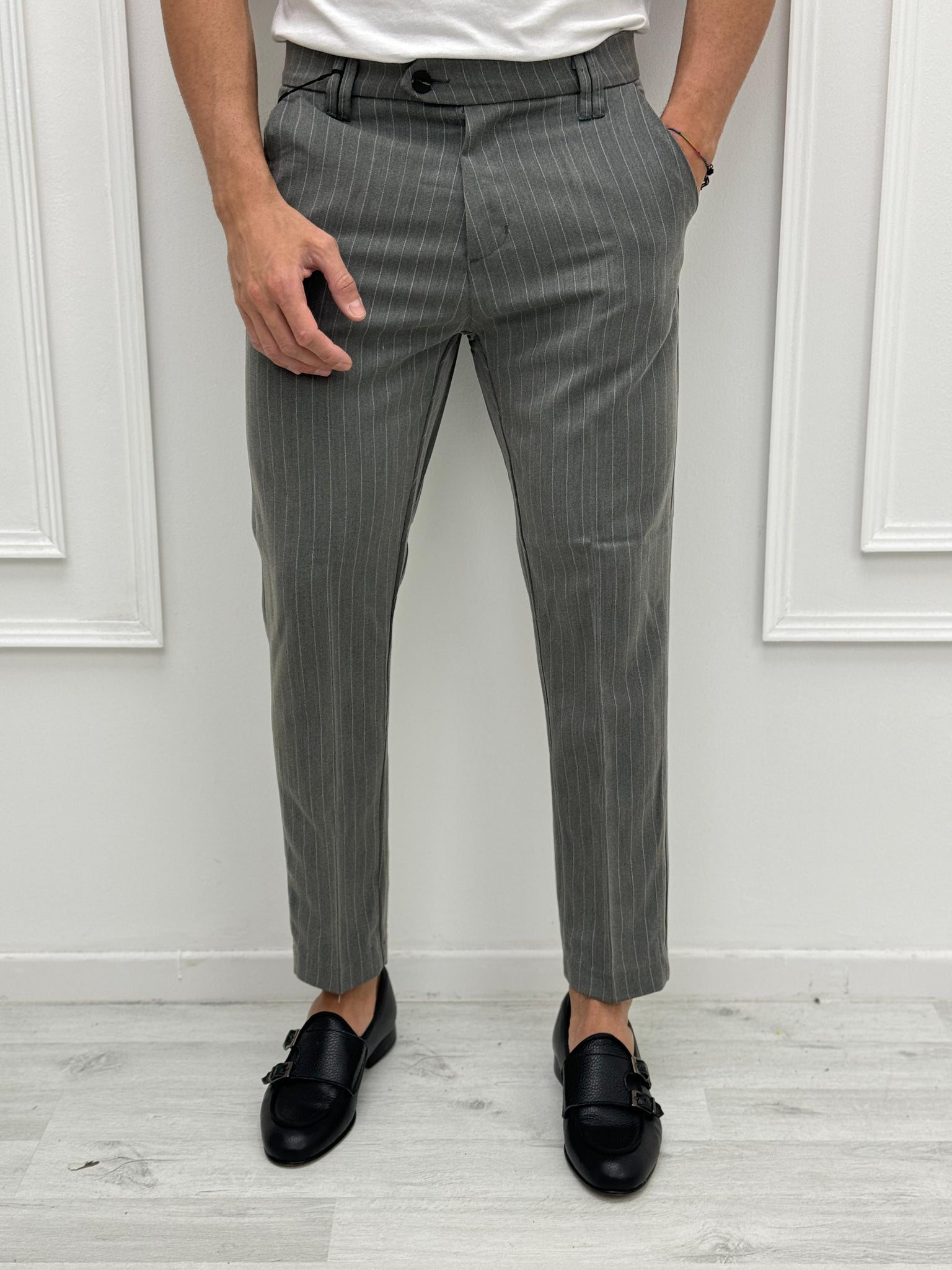 PANTALONE GESSATO TASCHE DIETRO WINTER