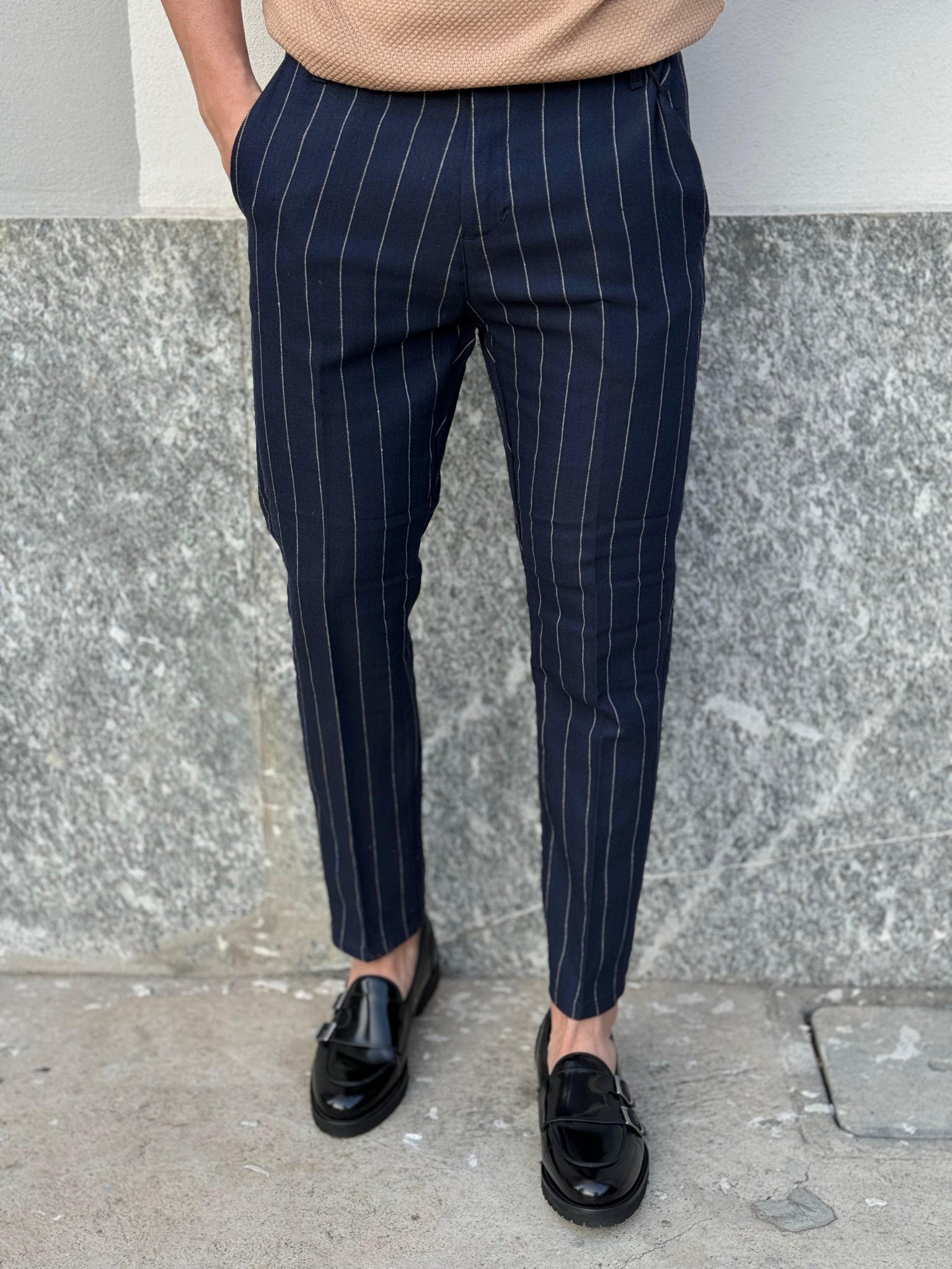 PANTALONE GESSATO V2 TASCHE DIETRO - ULTIMO GRIGIO M