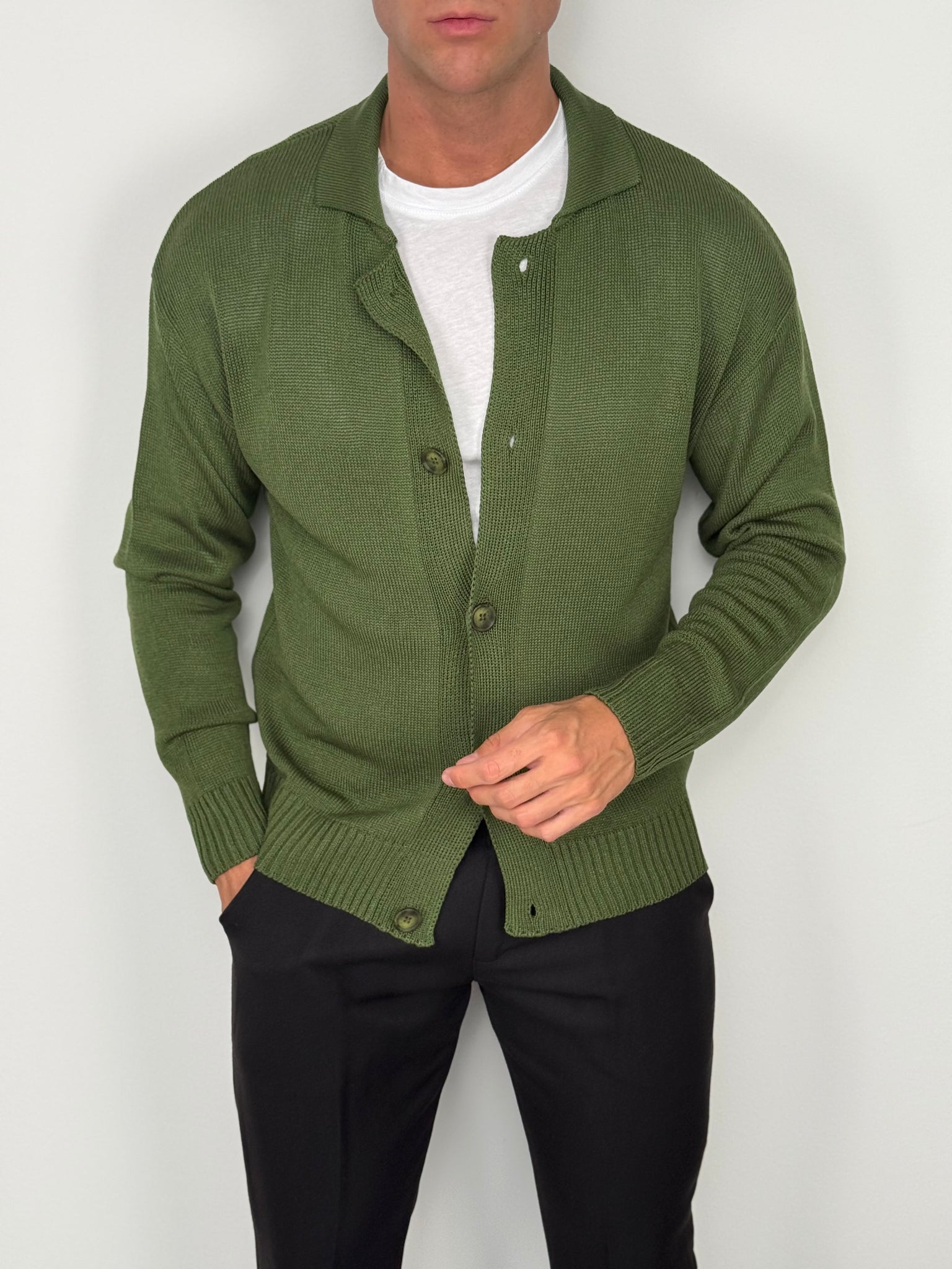 CARDIGAN A POLO MANICA LUNGA