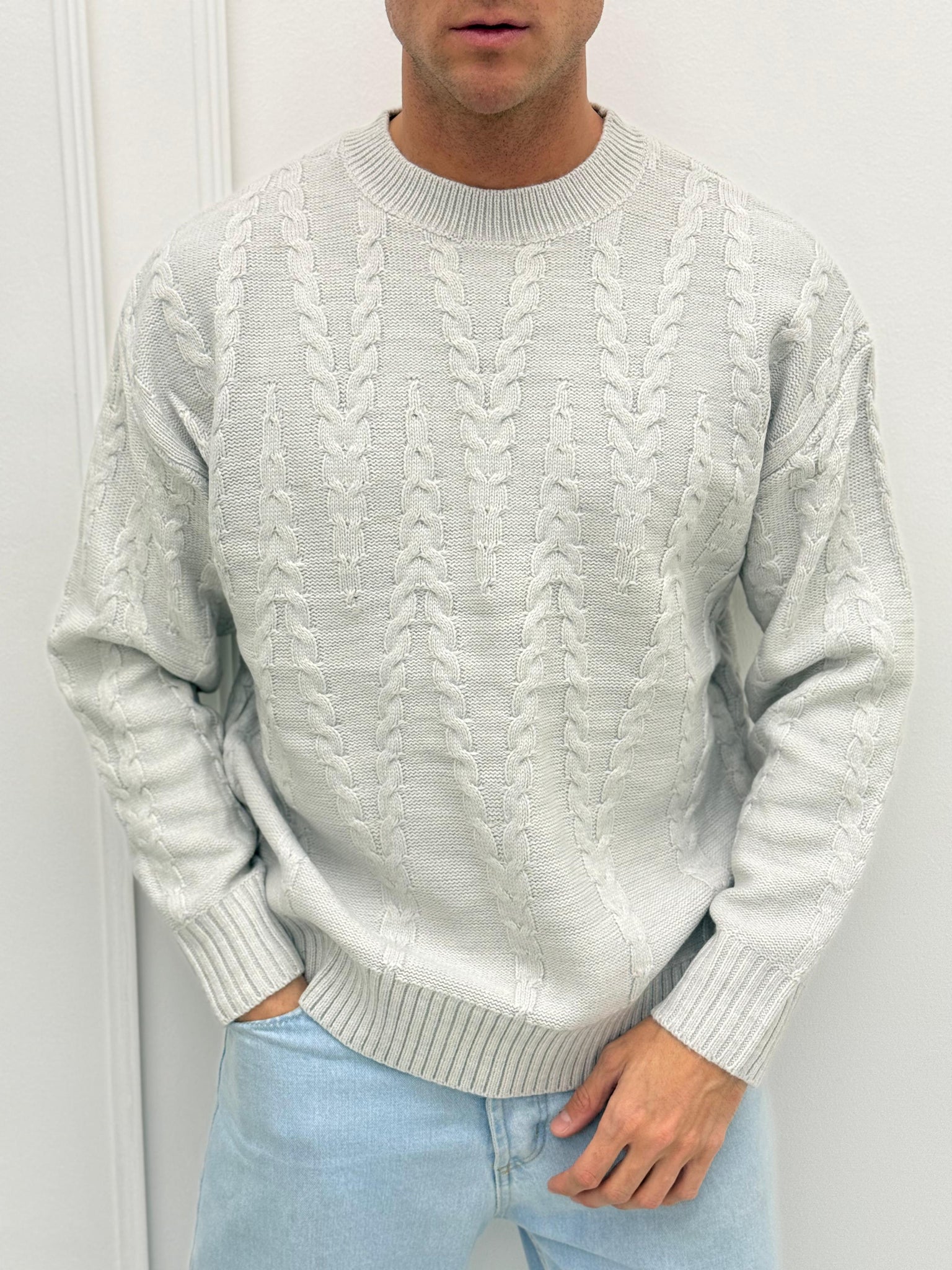 MAGLIONE TRAMA RILIEVO PREMIUM - Tg. XL Bianco