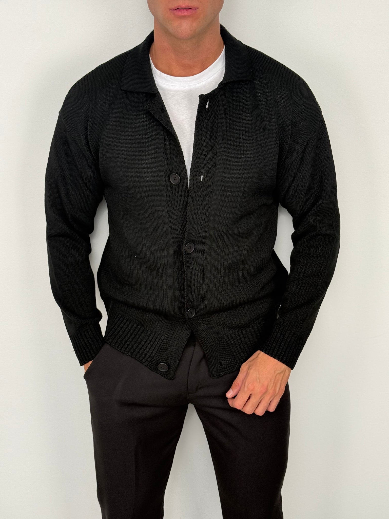CARDIGAN A POLO MANICA LUNGA
