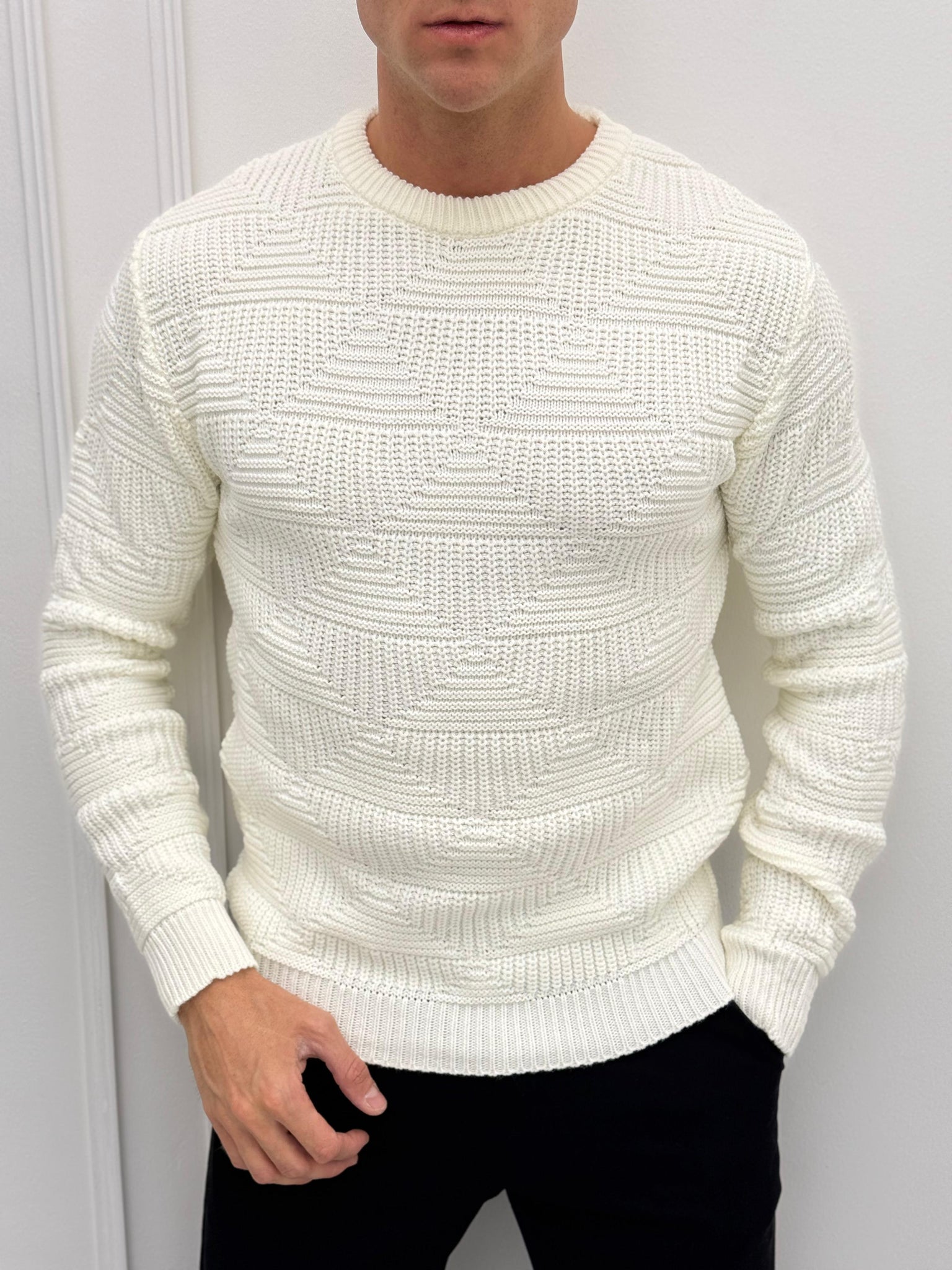 MAGLIONE ROMBI LANA - Tg.S beige
