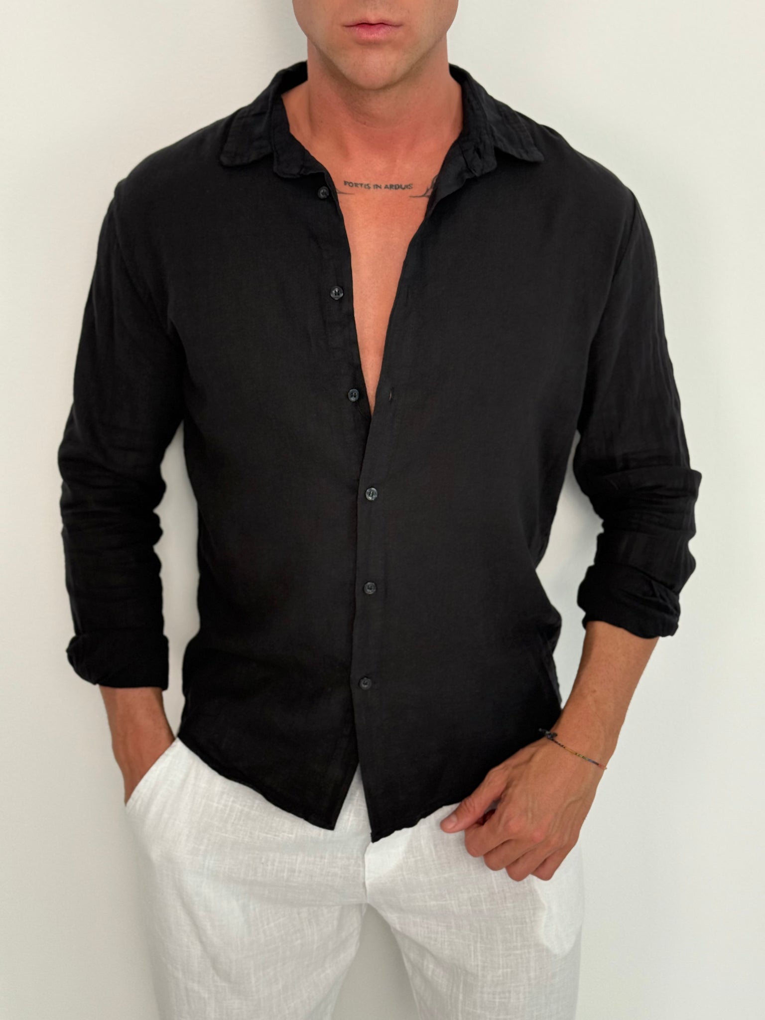 CAMICIA LINO COLLETTO