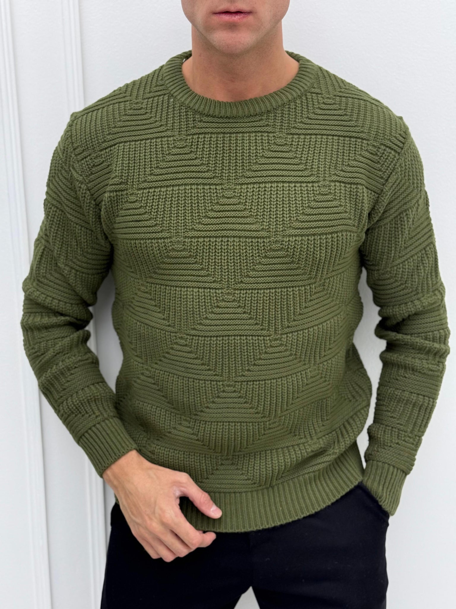 MAGLIONE ROMBI LANA - Tg.S beige