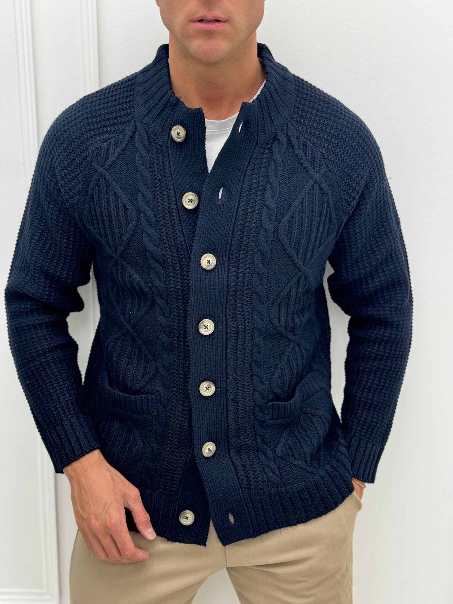 CARDIGAN TRECCIA LANA PREMIUM - Tg.L