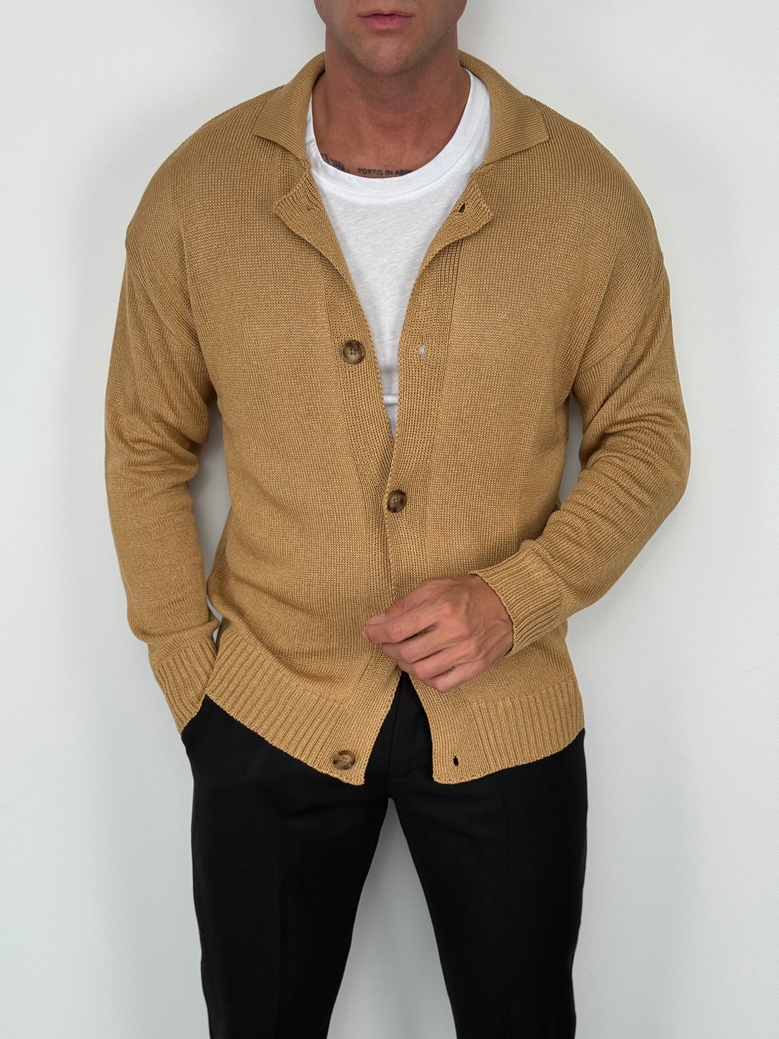 CARDIGAN A POLO MANICA LUNGA