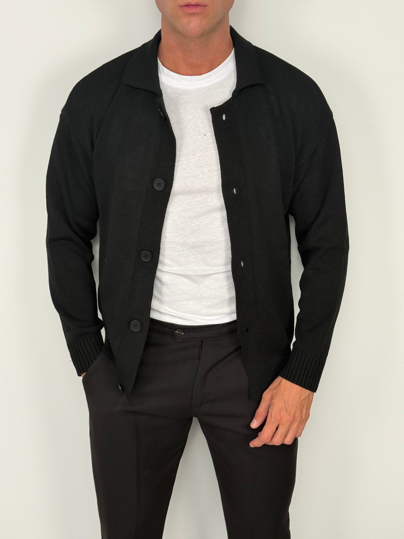 CARDIGAN A POLO MANICA LUNGA