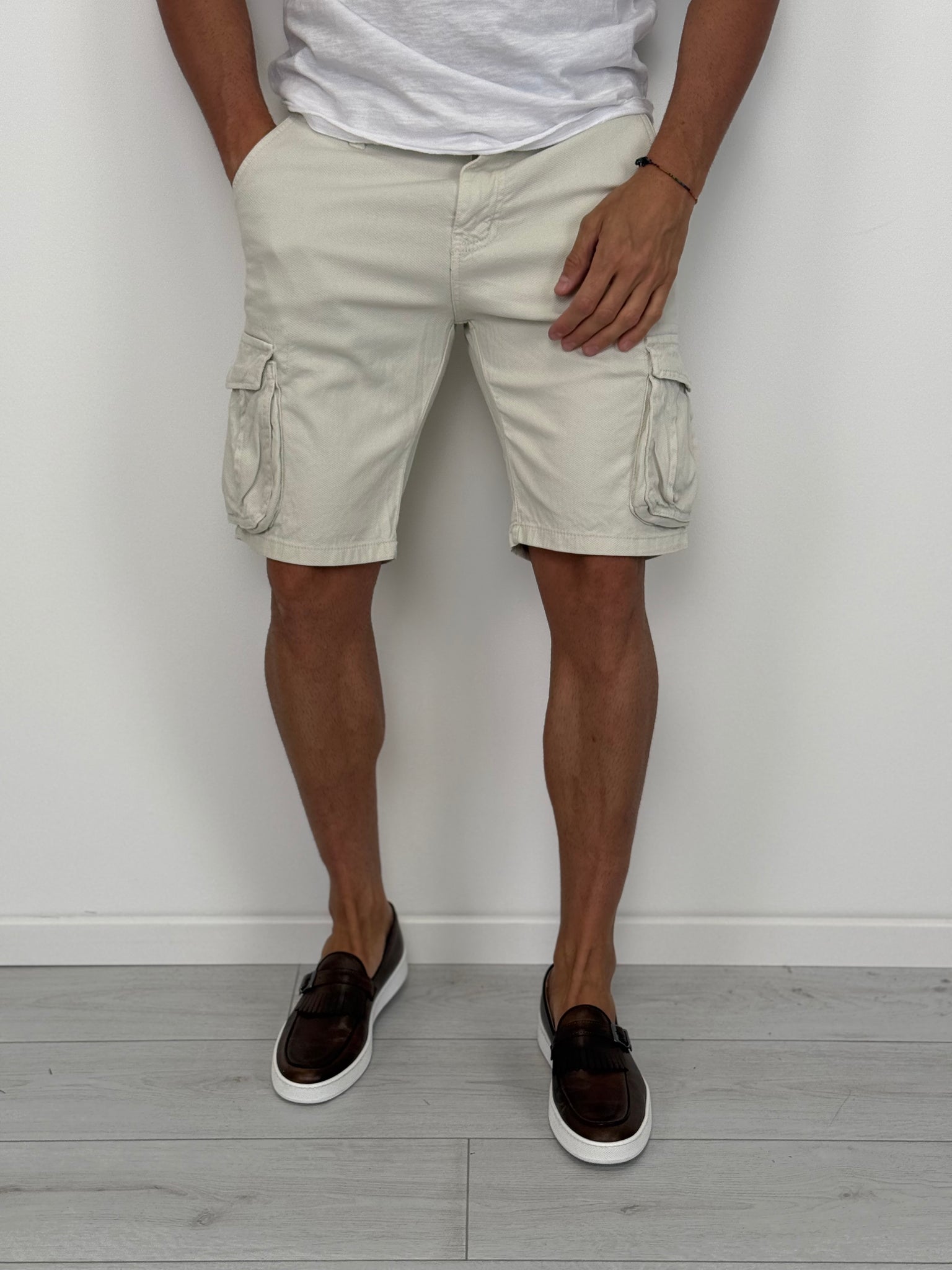 BERMUDA PANTA TASCONATO - Tg.54 Colore Jeans e Nero