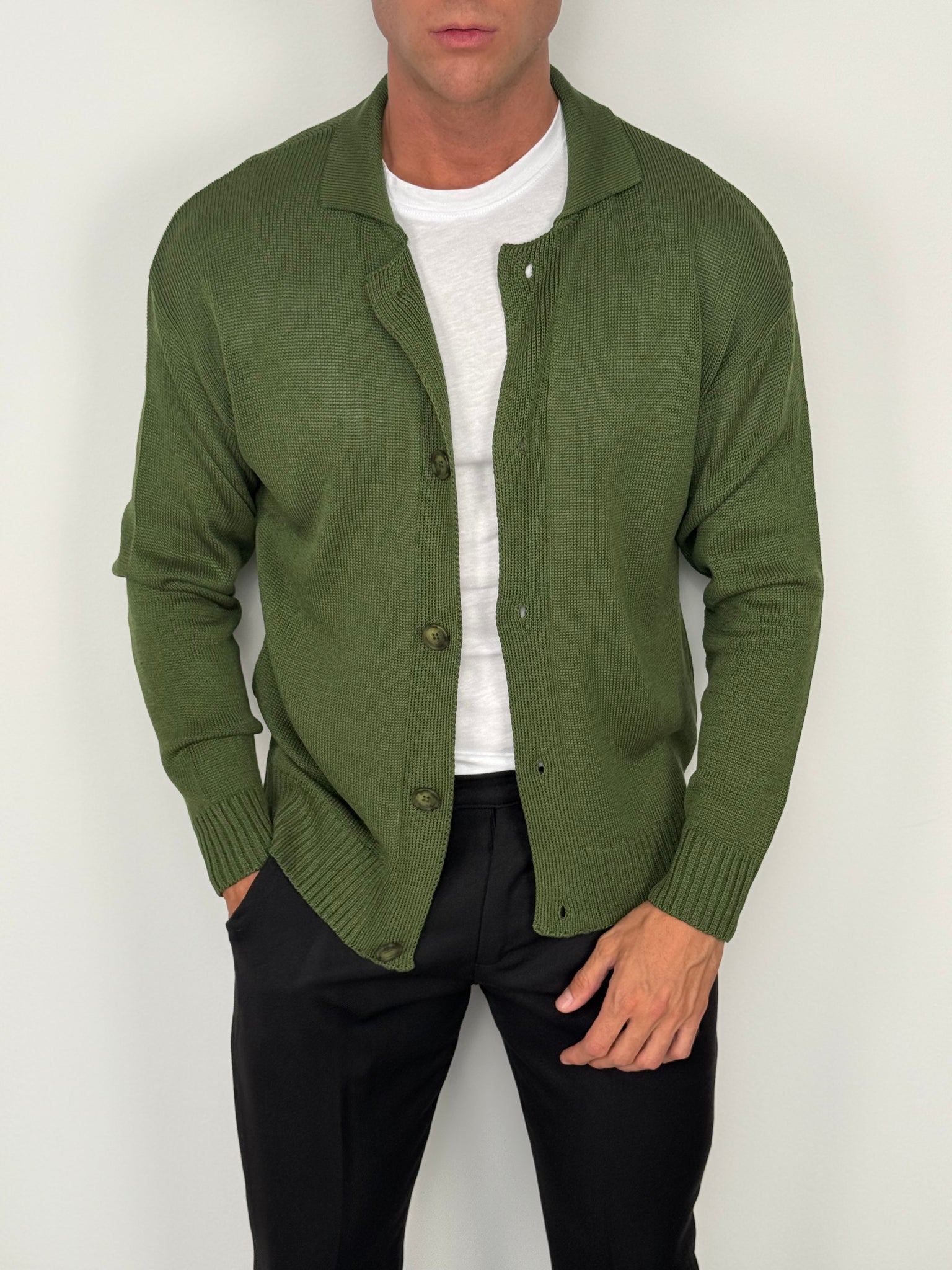 CARDIGAN A POLO MANICA LUNGA