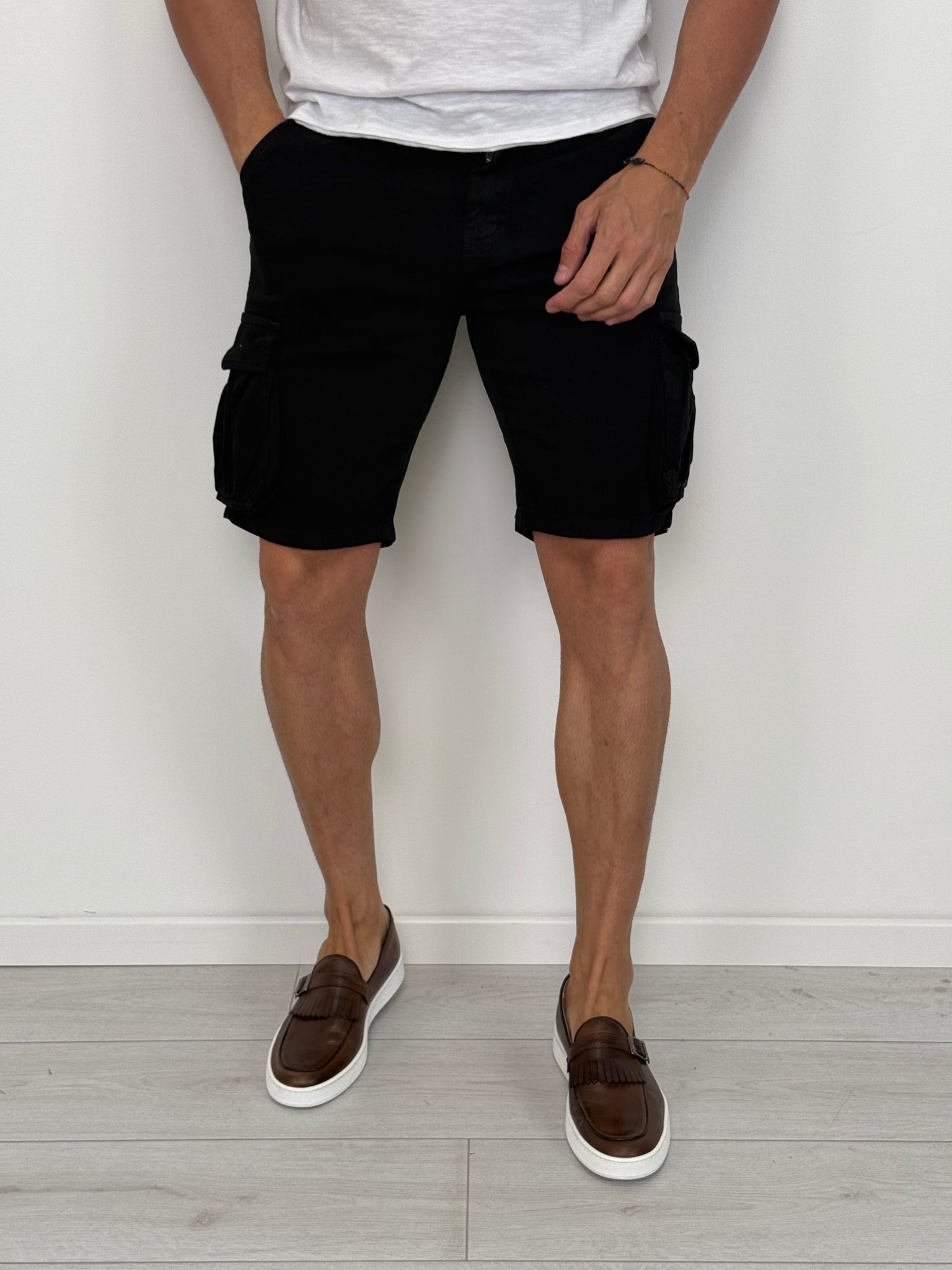 BERMUDA PANTA TASCONATO - Tg.54 Colore Jeans e Nero