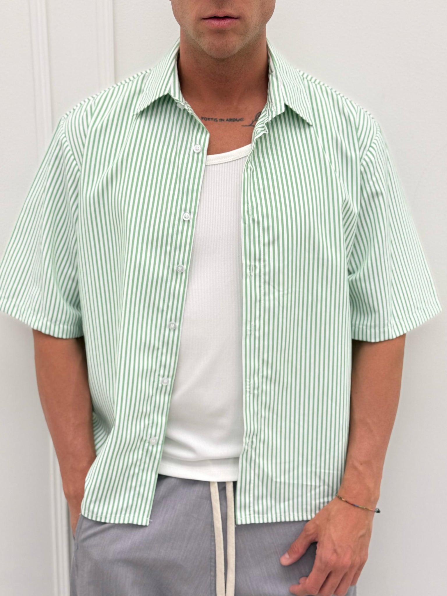 CAMICIA OCHO - Tg. L/XL Verde e Beige