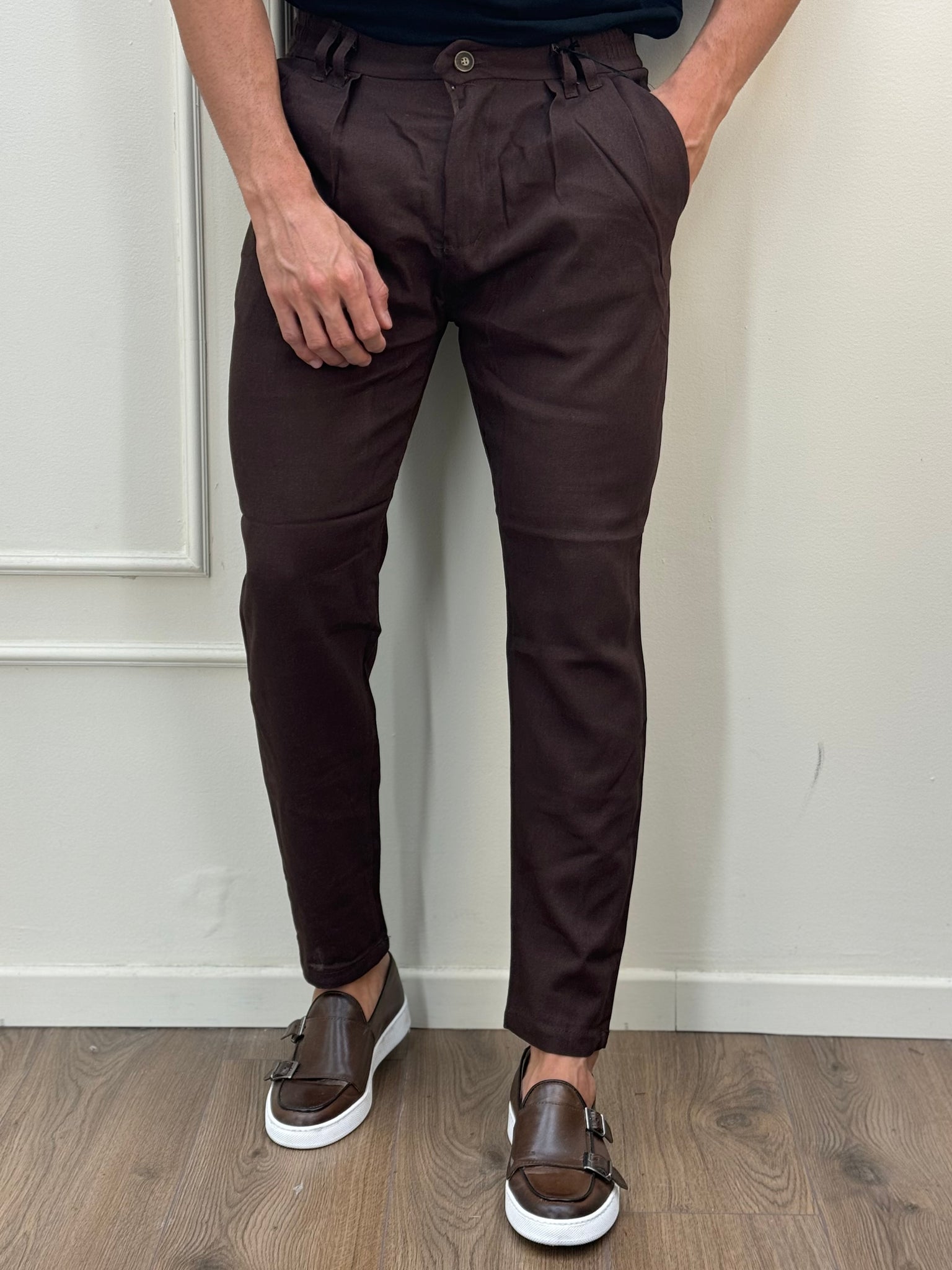 PANTALONE LINO TASCHE DIETRO MOD CAPRI