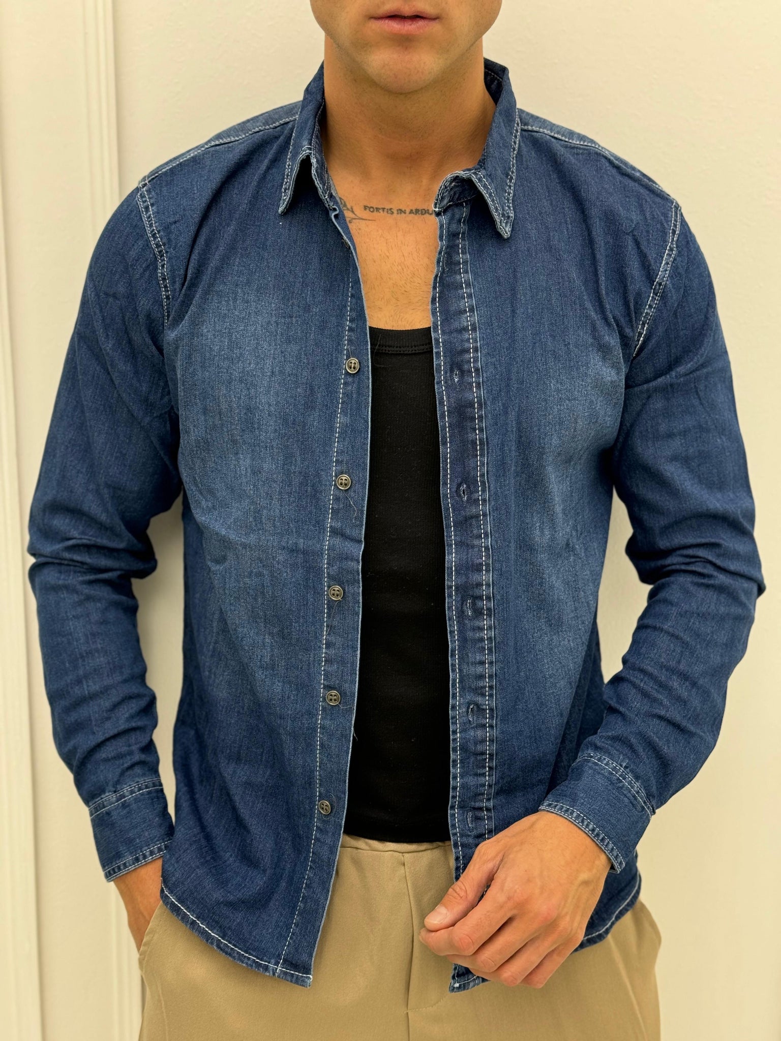 CAMICIA JEANS V2 COLLETTO - Tg.S