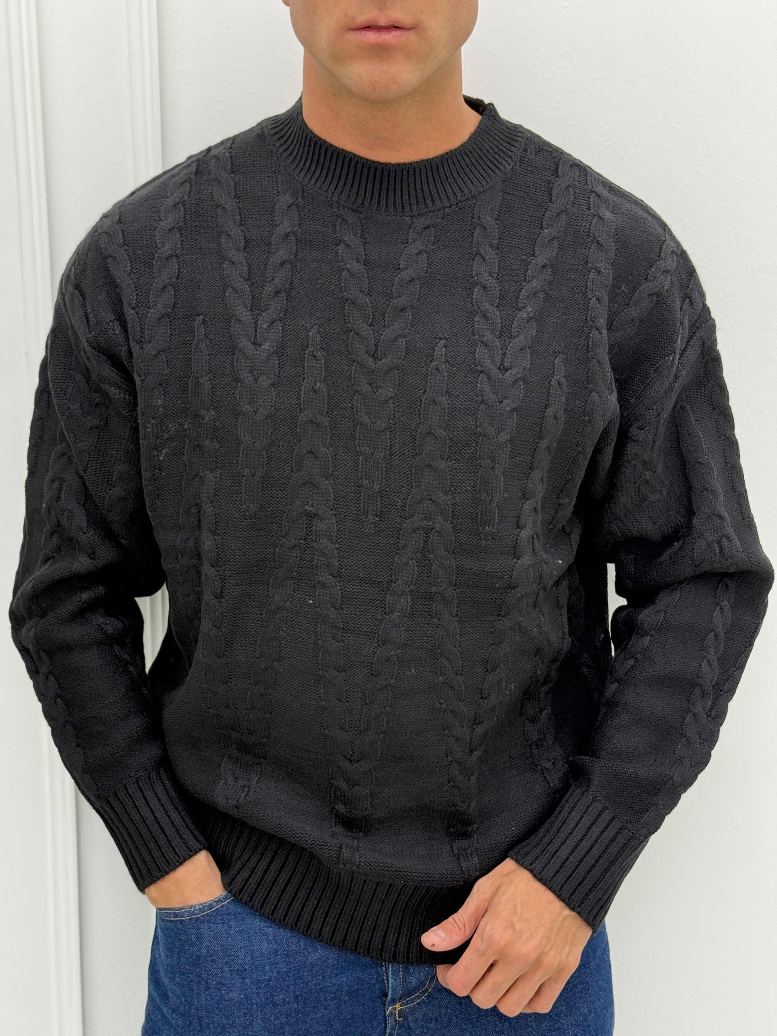 MAGLIONE TRAMA RILIEVO PREMIUM - Tg. XL Bianco