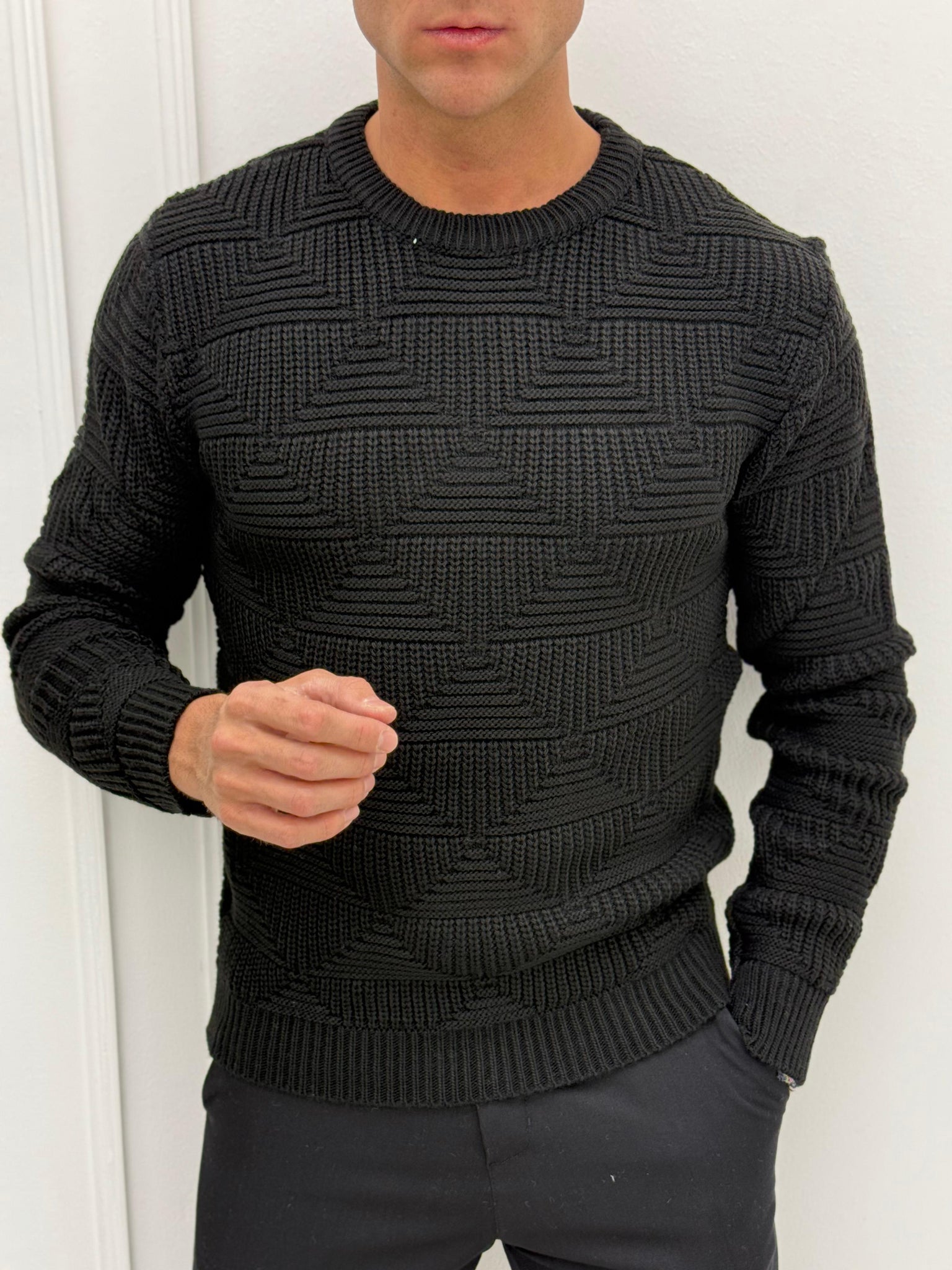 MAGLIONE ROMBI LANA - Tg.S beige