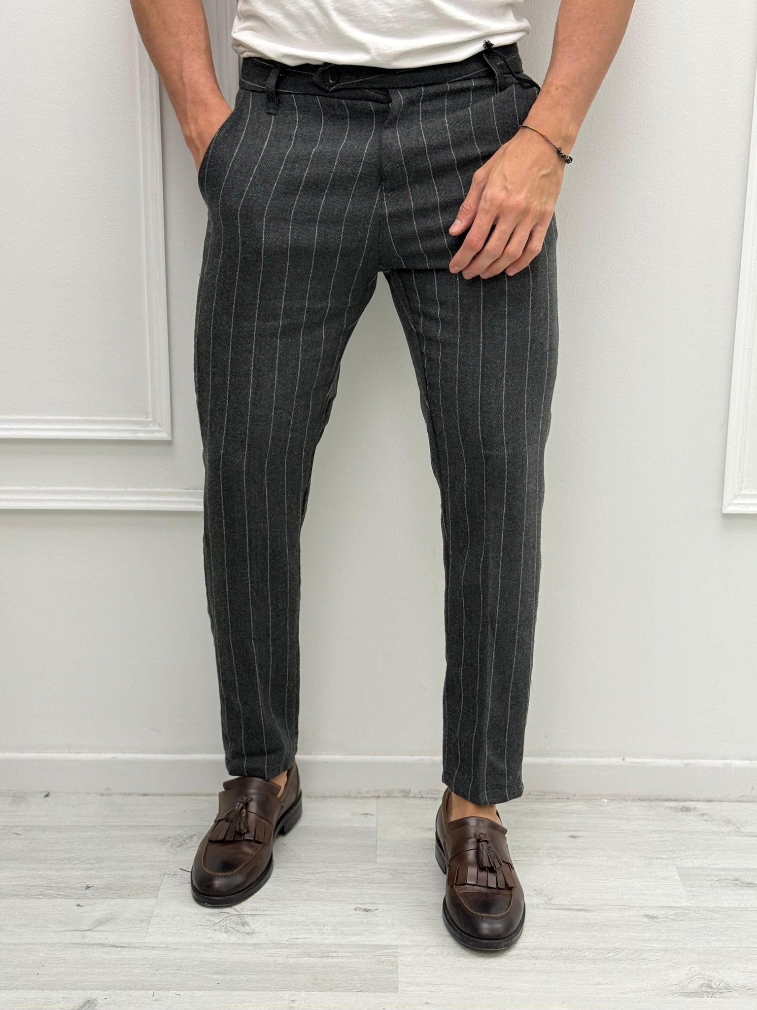 PANTALONE GESSATO V2 TASCHE DIETRO - ULTIMO GRIGIO M